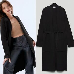 Aritzia The Group Babaton Ty Cardigan Duster Sweater Belted Black Size XS Knit